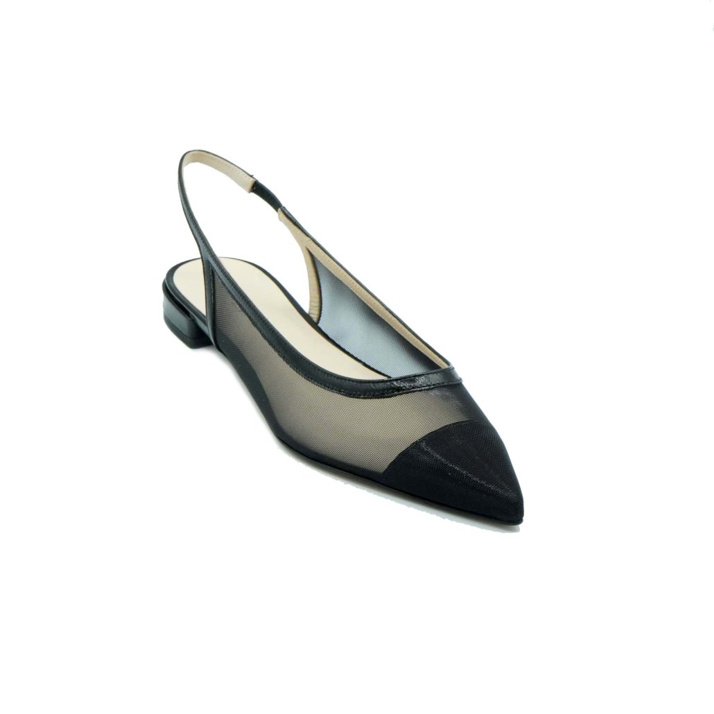 Lea Gu slingback in rete con punta in contrasto, tacco 10mm Italia