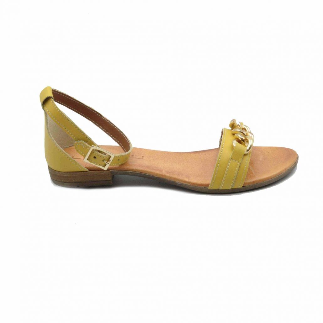 Lea Gu sandalo in nappa, fascia con accessorio oro centrale, cinturino alla caviglia, tacco 15 mm Qualità Garantita