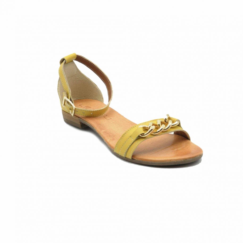Lea Gu sandalo in nappa, fascia con accessorio oro centrale, cinturino alla caviglia, tacco 15 mm Qualità Garantita