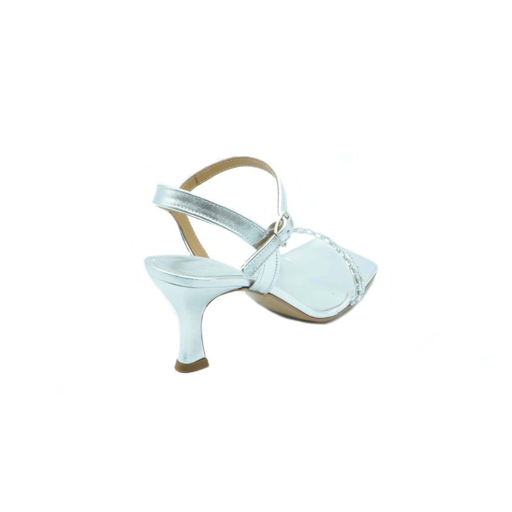 Lea Gu sandalo in nappa, fascia frontale con strass, punta quadrata, chiusura sul collo del piede, tacco ricoperto 70mm Fino Al -60%