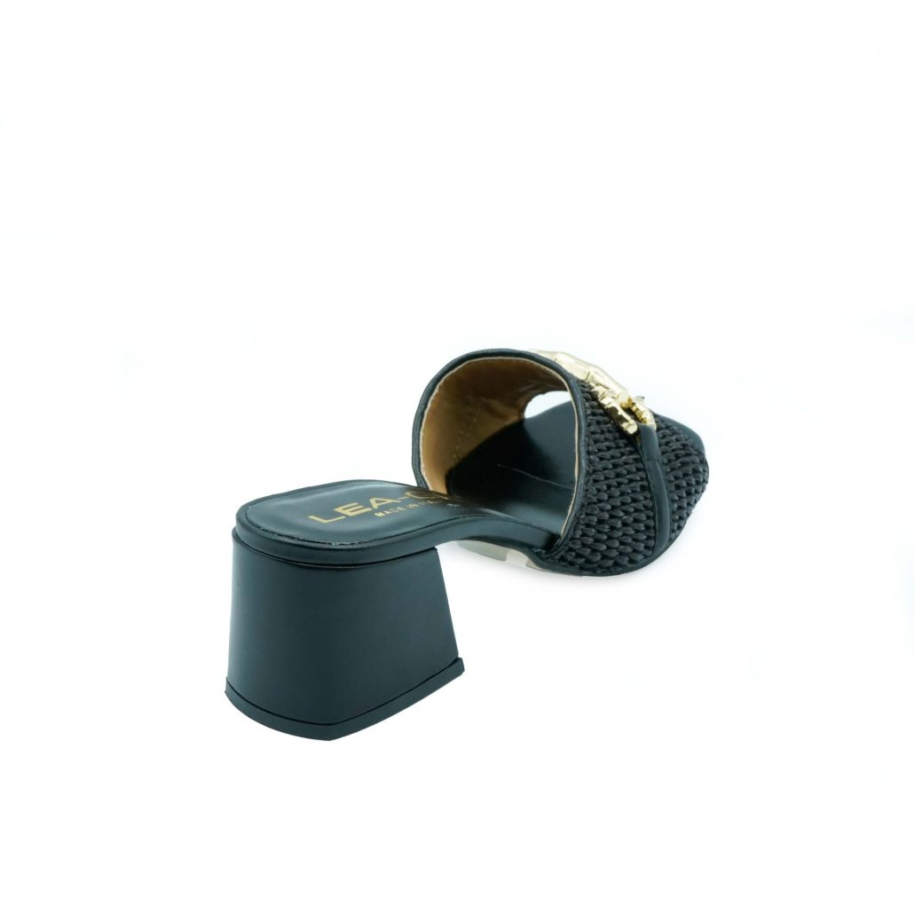 Lea Gu sandalo in nappa, fascia frontale in rafia con accessorio, tacco 50mm Shopping Online