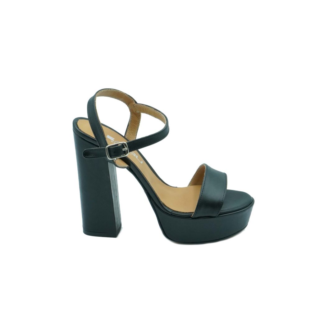 Lea Gu sandalo in nappa, fascia frontale, cinturino alla caviglia, tacco 120 mm plateau 25 mm