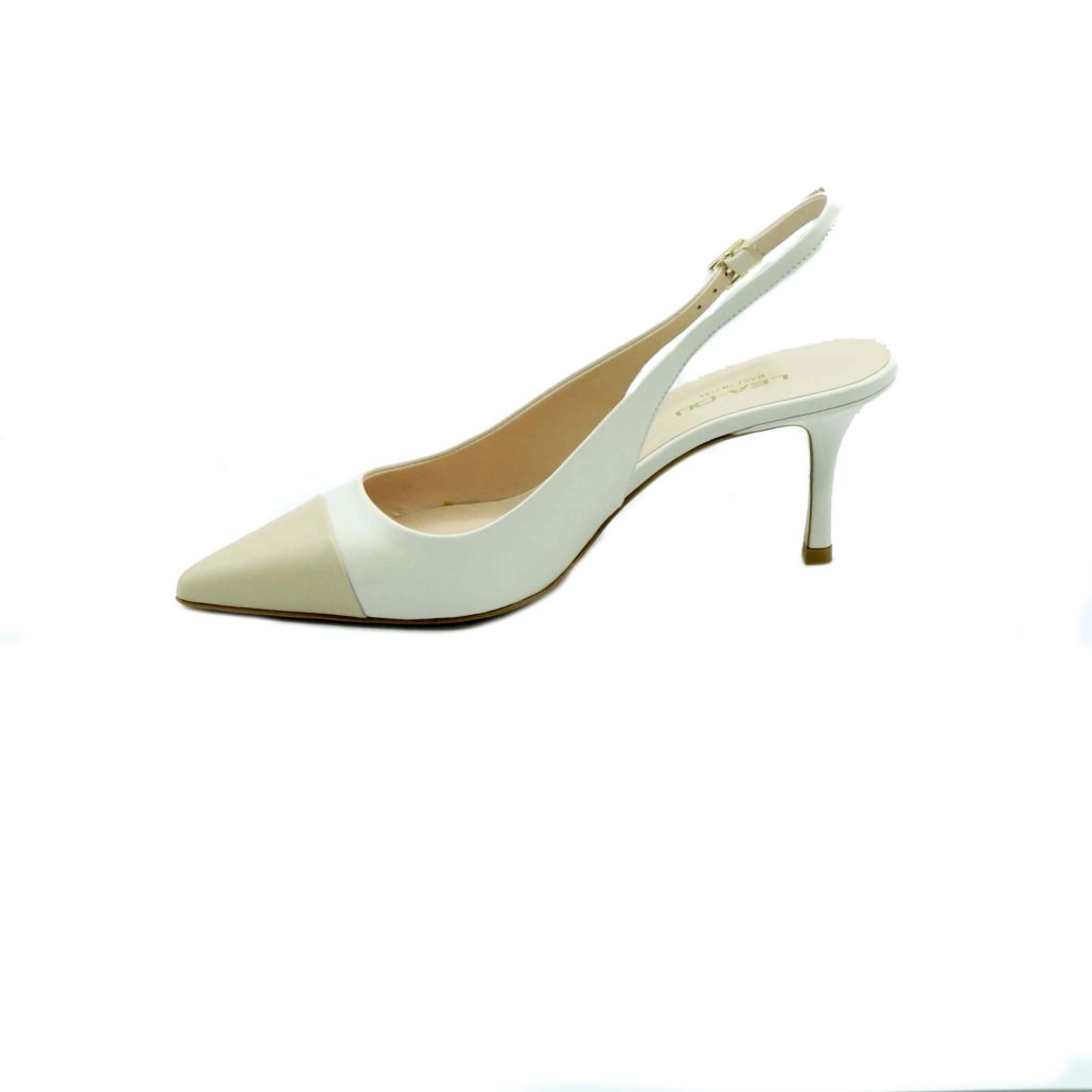 Lea Gu slingback in nappa con punta in contrasto, tacco 65mm Novità