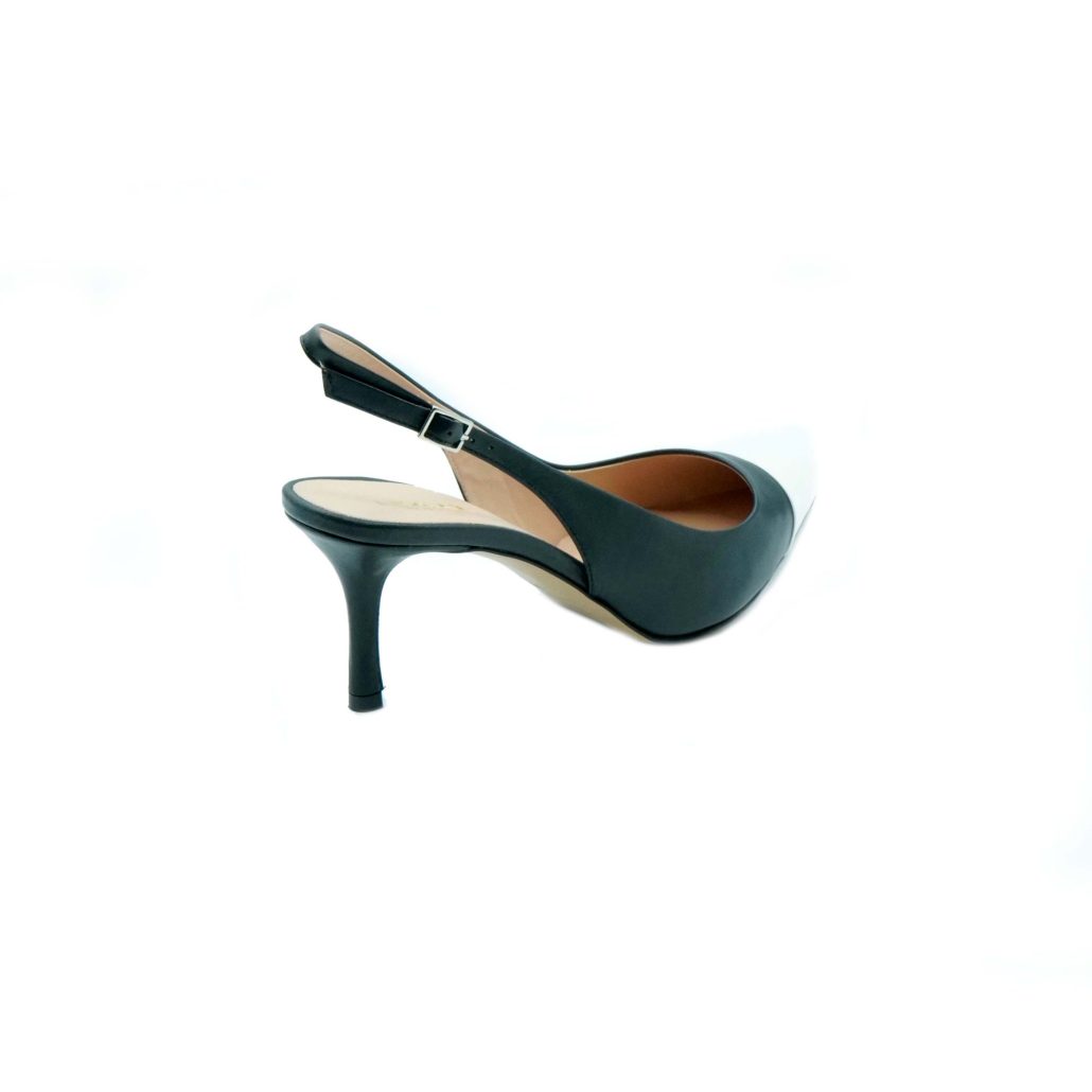 Lea Gu slingback in nappa con punta in contrasto, tacco 65mm Novità