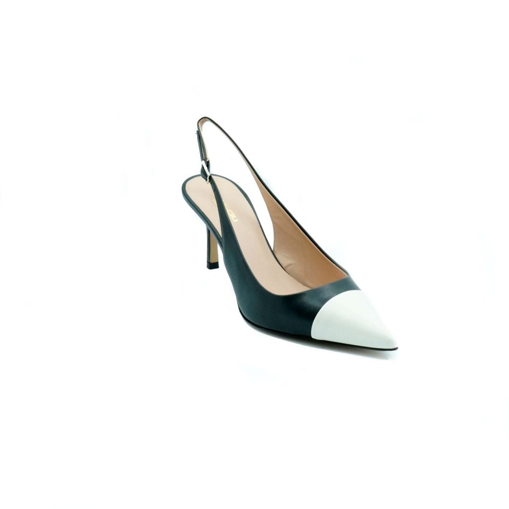 Lea Gu slingback in nappa con punta in contrasto, tacco 65mm Novità