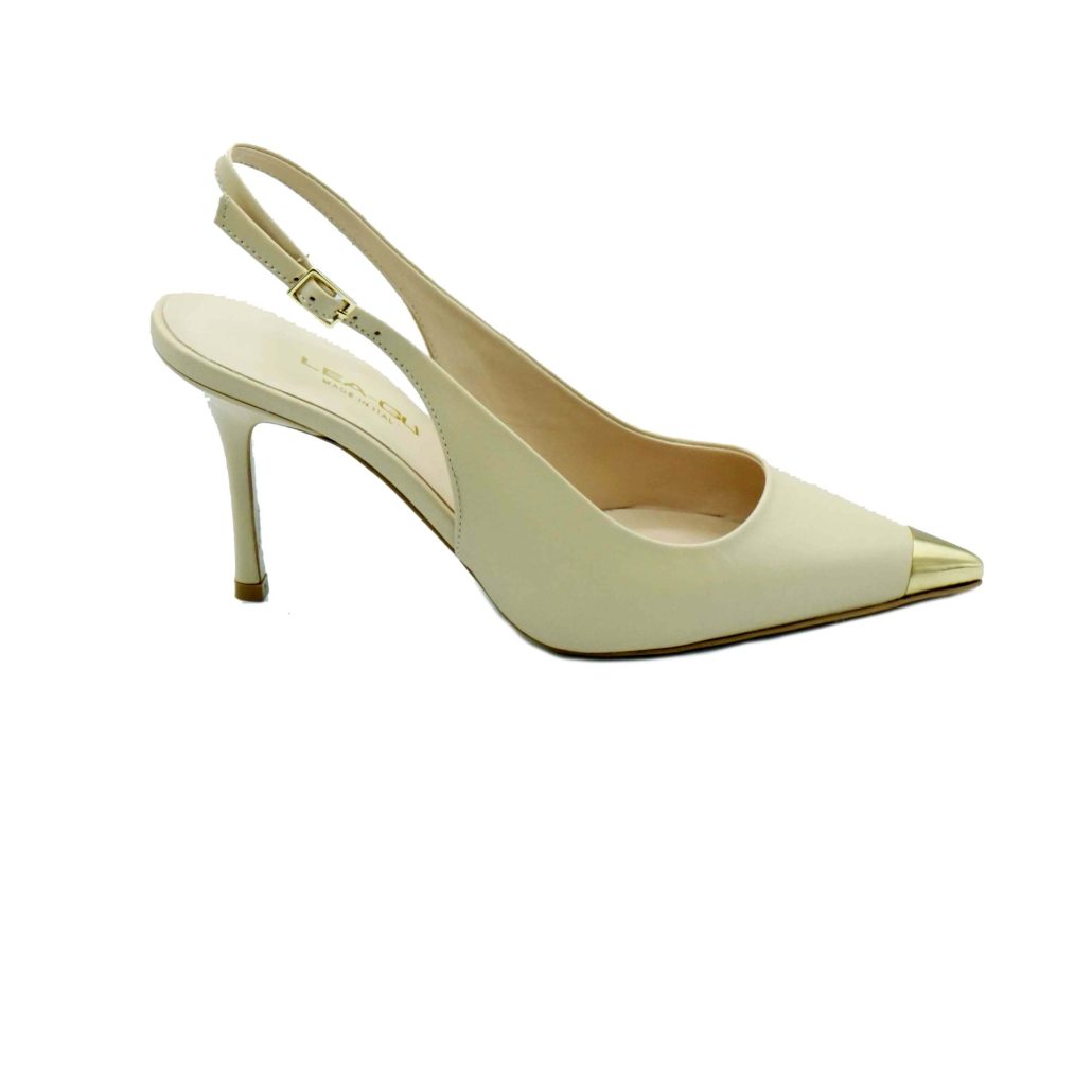 Lea Gu slingback in nappa con punta metallica, tacco 85mm Sconto