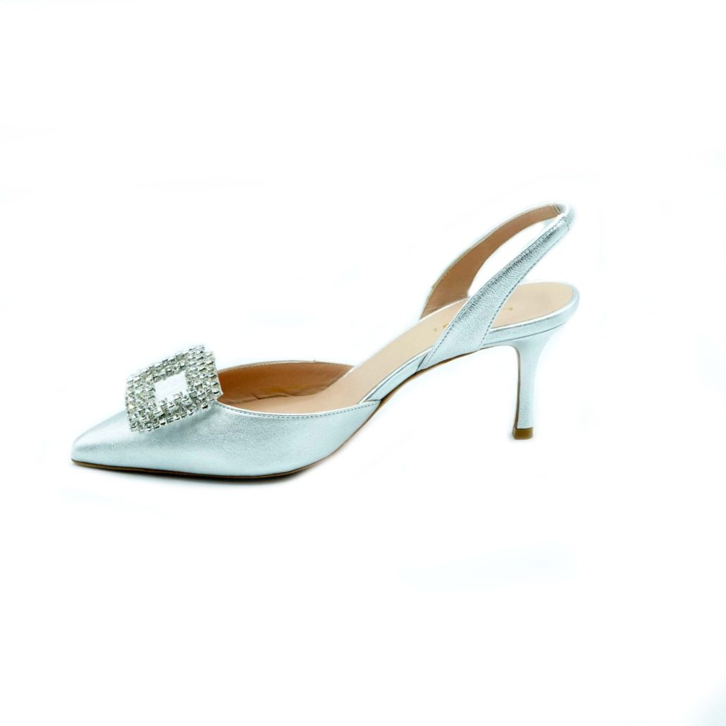 Lea Gu slingback in nappa laminata, accessorio frontale, tacco 65mm Economico