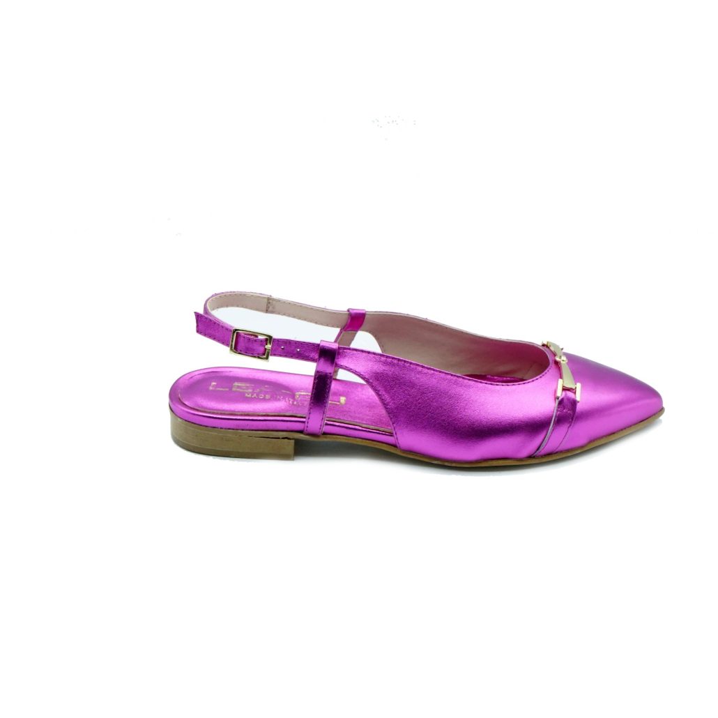 Lea Gu slingback in nappa laminata, accessorio frontale, tacco 10mm Online