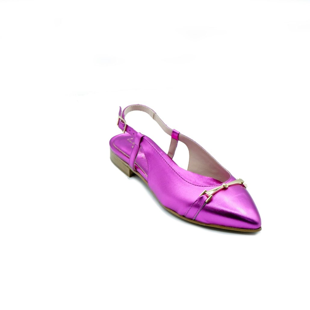 Lea Gu slingback in nappa laminata, accessorio frontale, tacco 10mm Online
