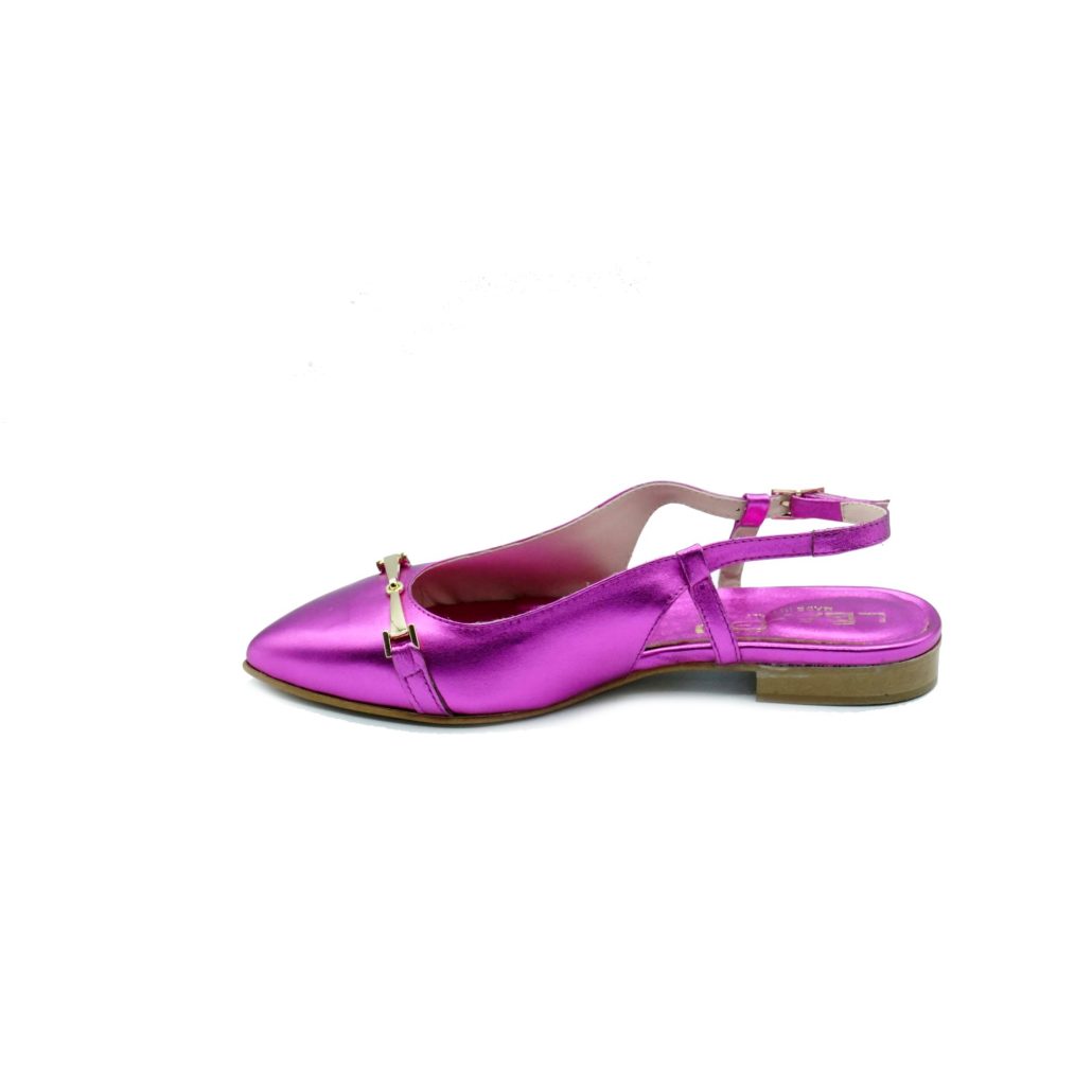Lea Gu slingback in nappa laminata, accessorio frontale, tacco 10mm Online