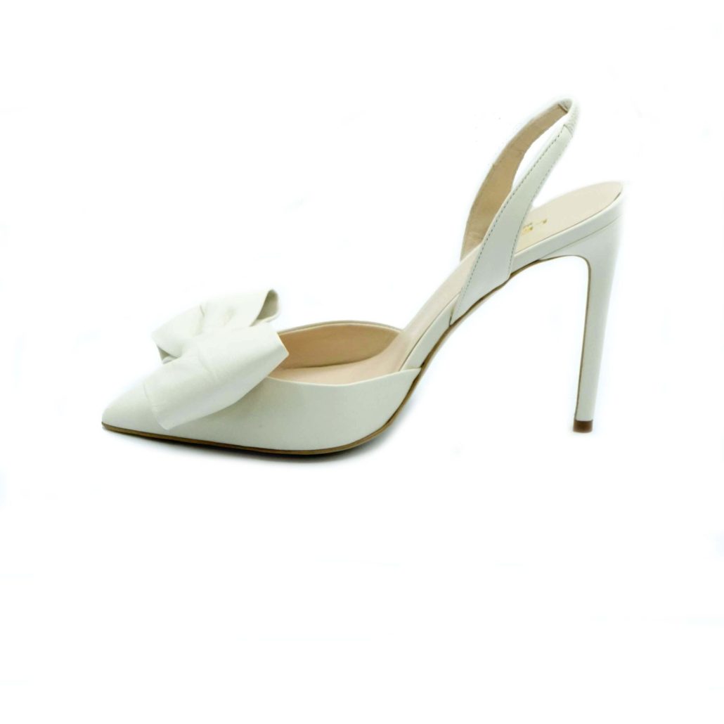 Lea Gu slingback in nappa, fiocco frontale, tacco 100mm Saldi Di Fabbrica