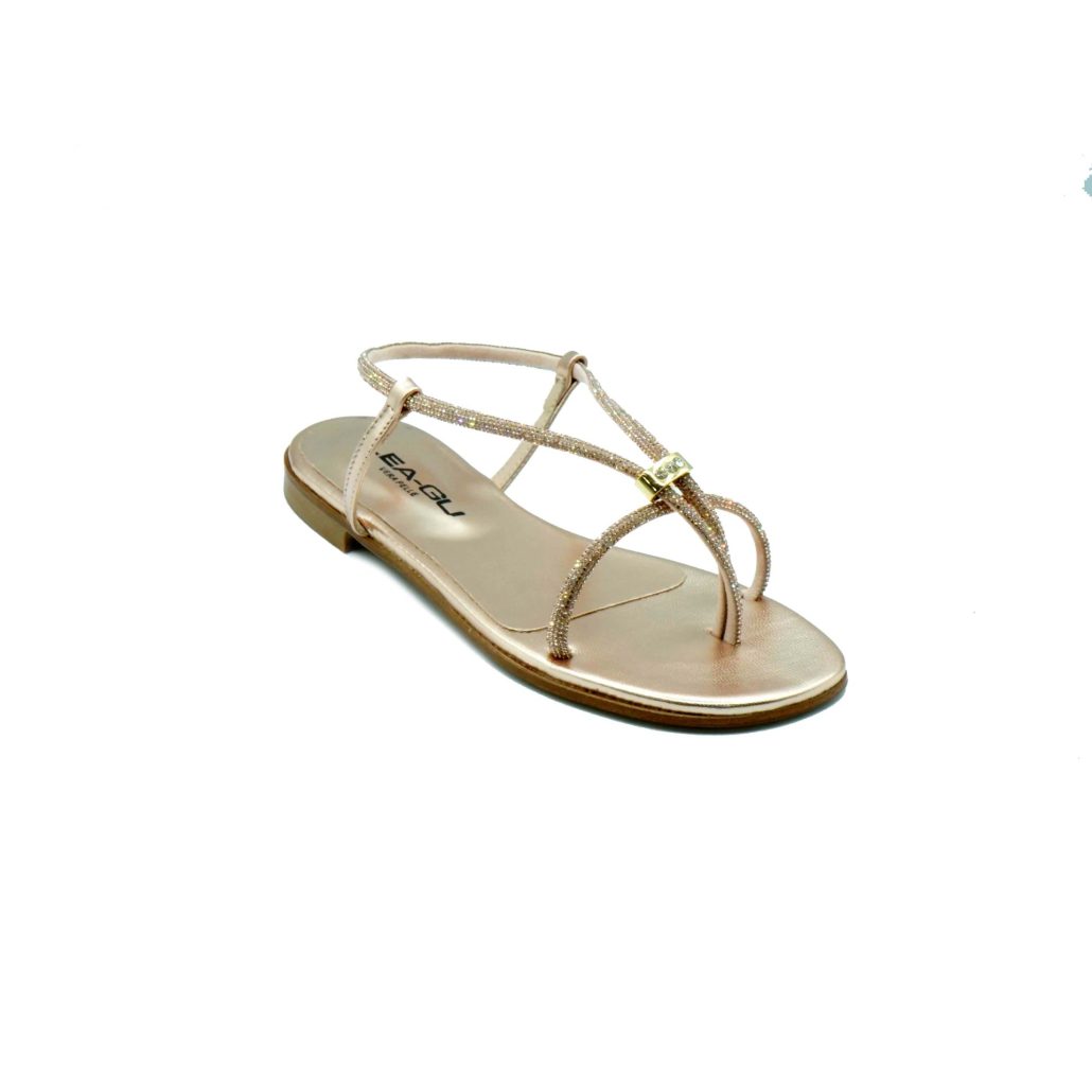 Lea Gu sandalo in nappa laminata, strass frontali, cinturino posteriore, tacco 10 mm Italia