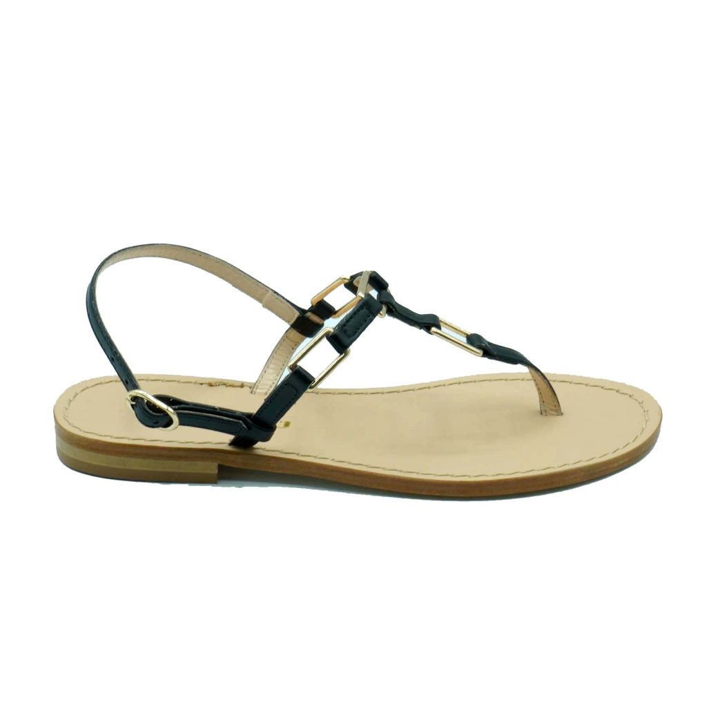 Lea Gu sandalo infradito in nappa, accessori frontali, chiusura posteriore, tacco 10mm