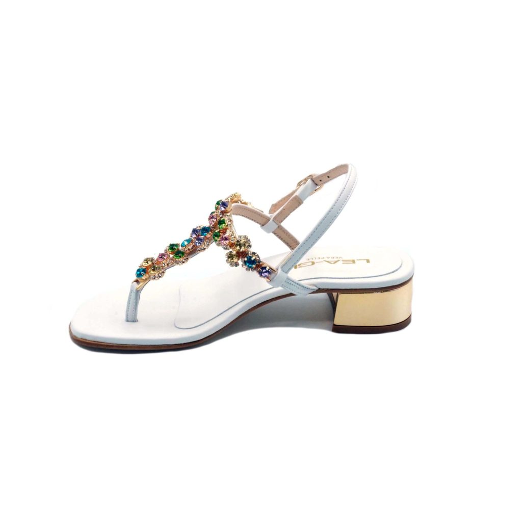Lea Gu sandalo infradito in nappa, accessorio con swarovski frontale, chiusura posteriore, tacco 30mm Acquista Ora