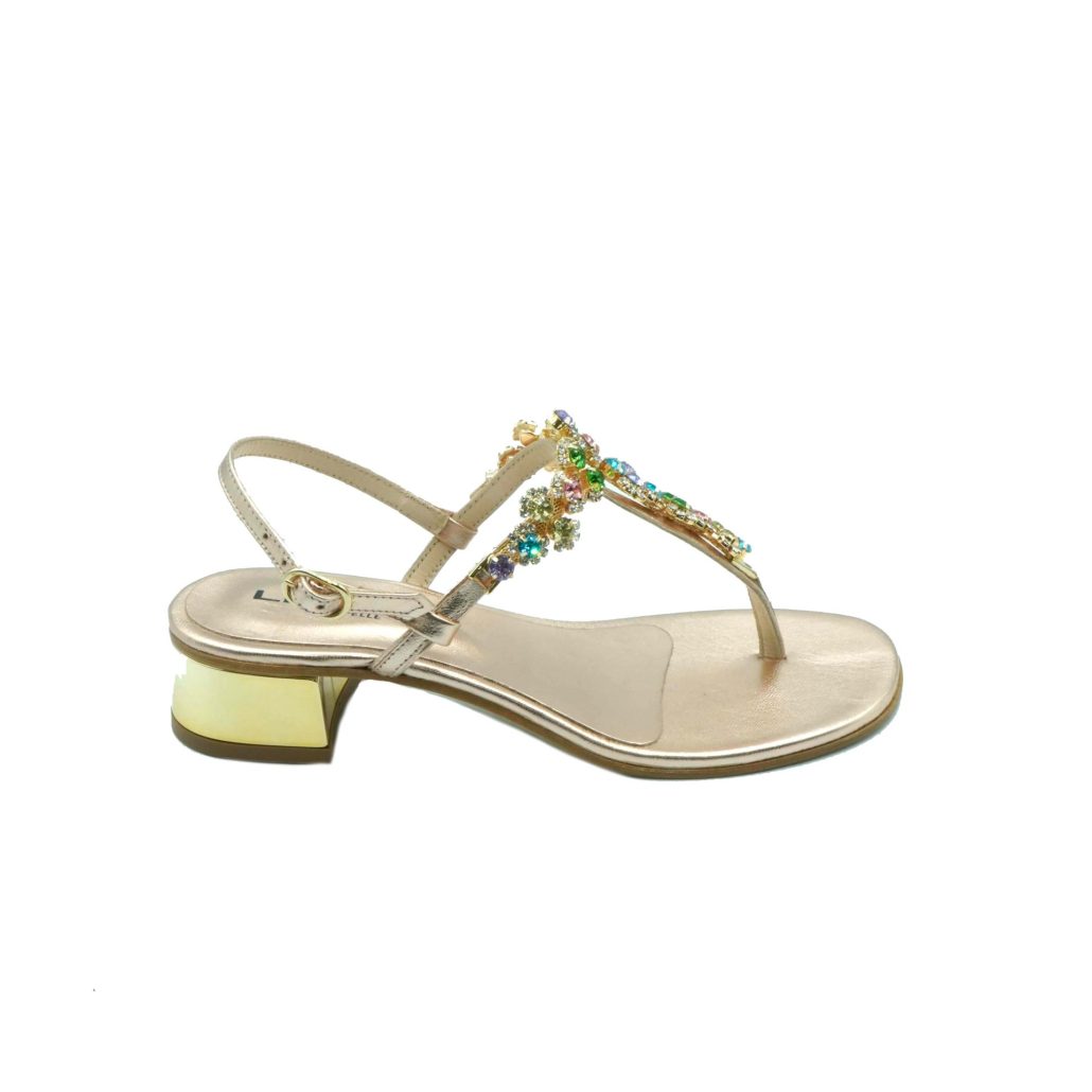 Lea Gu sandalo infradito in nappa, accessorio con swarovski frontale, chiusura posteriore, tacco 30mm Acquista Ora