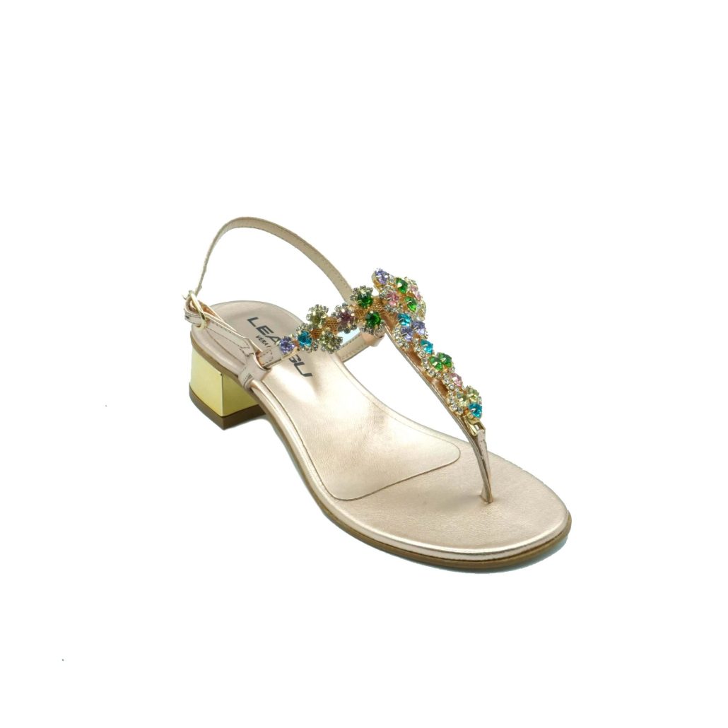 Lea Gu sandalo infradito in nappa, accessorio con swarovski frontale, chiusura posteriore, tacco 30mm Acquista Ora