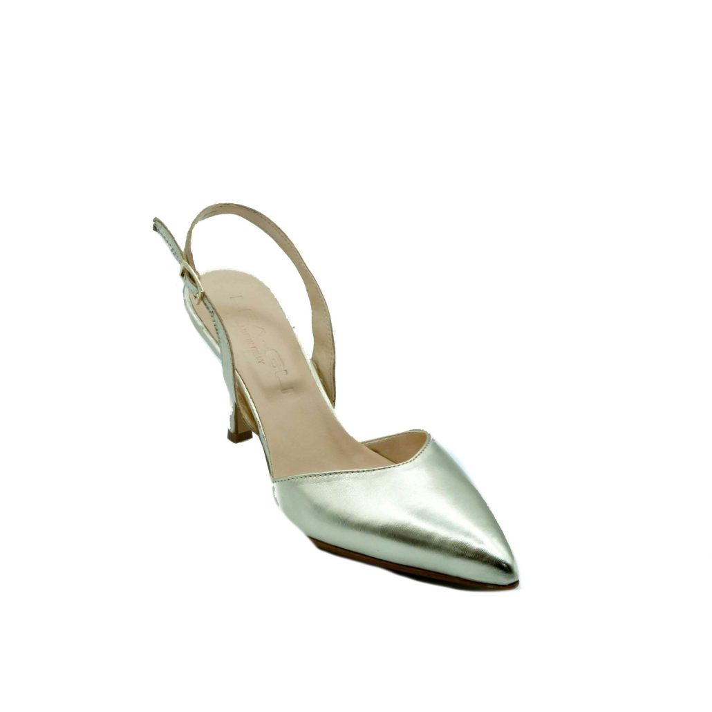 Lea Gu scarpa con tacco in nappa laminata, chiusura posteriore, tacco 65mm Affare Del Giorno