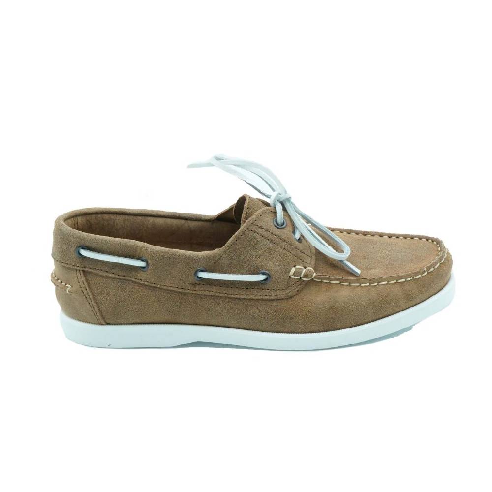 Lea Gu scarpa da barca in nappa, allacciatura frontale, fondo gomma 15mm