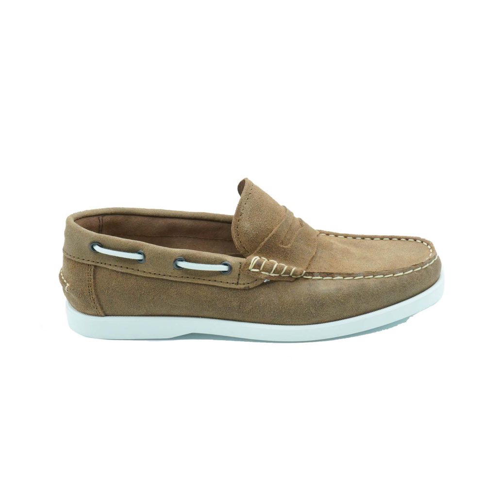 Lea Gu scarpa da barca in nappa, bocca di leone frontale, fondo gomma 15mm