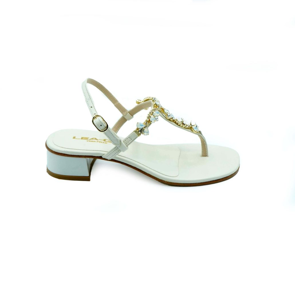 Lea Gu sandalo in nappa, pietre frontali, cinturino posteriore, tacco 30mm Promozione