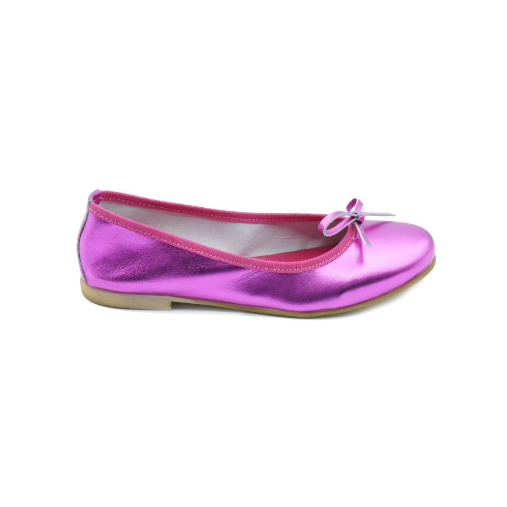 Lea Gu ballerina in nappa laminata, fiocco frontale, tacco 10mm Soddisfazione Garantita