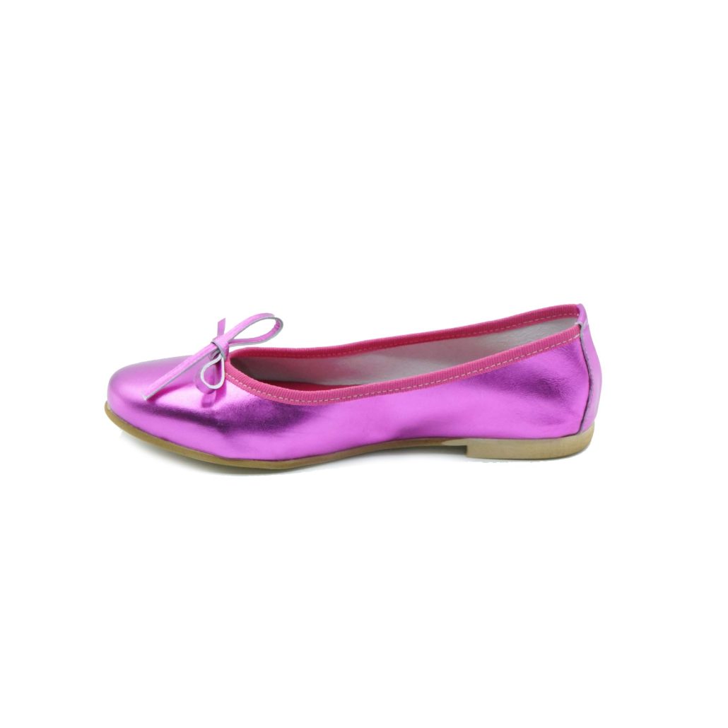 Lea Gu ballerina in nappa laminata, fiocco frontale, tacco 10mm Soddisfazione Garantita