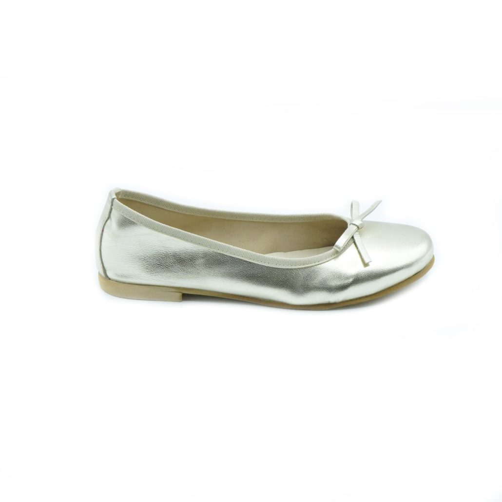 Lea Gu ballerina in nappa laminata, fiocco frontale, tacco 10mm Soddisfazione Garantita