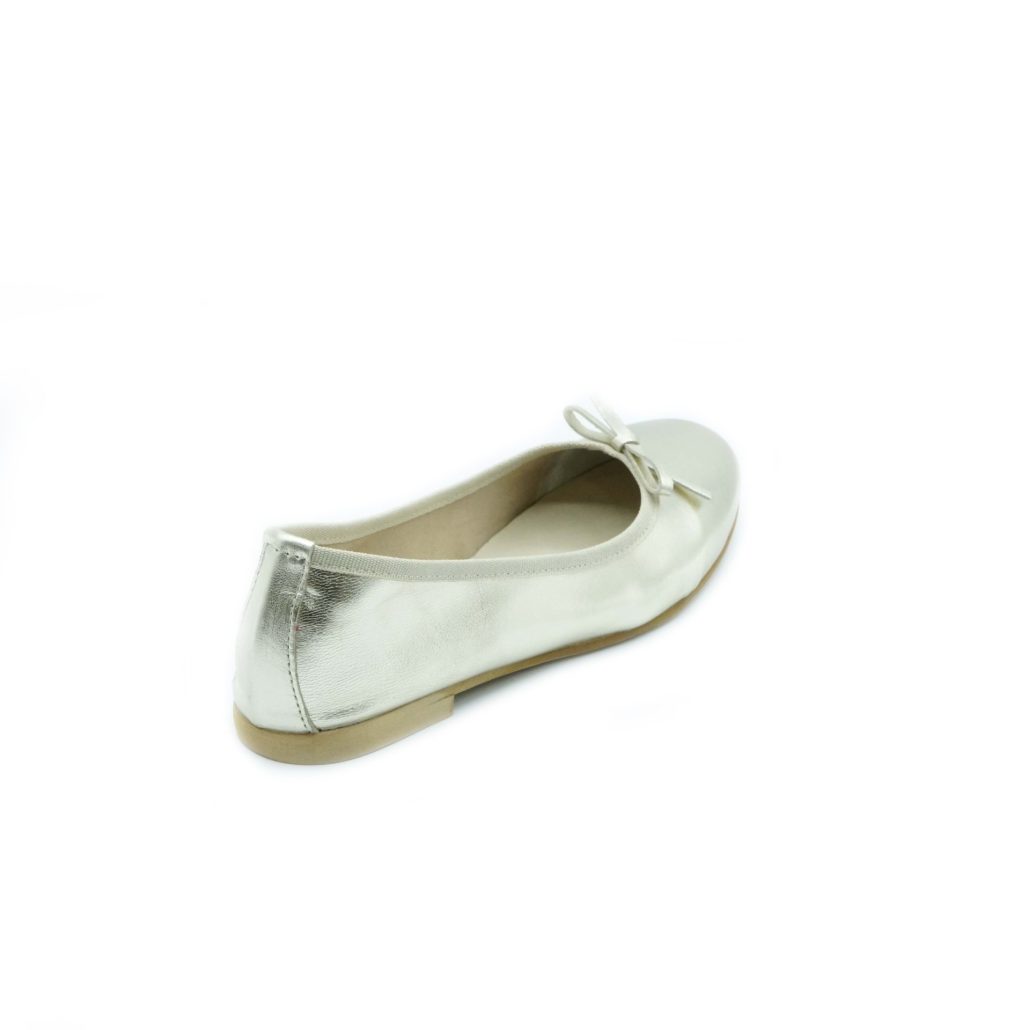 Lea Gu ballerina in nappa laminata, fiocco frontale, tacco 10mm Soddisfazione Garantita