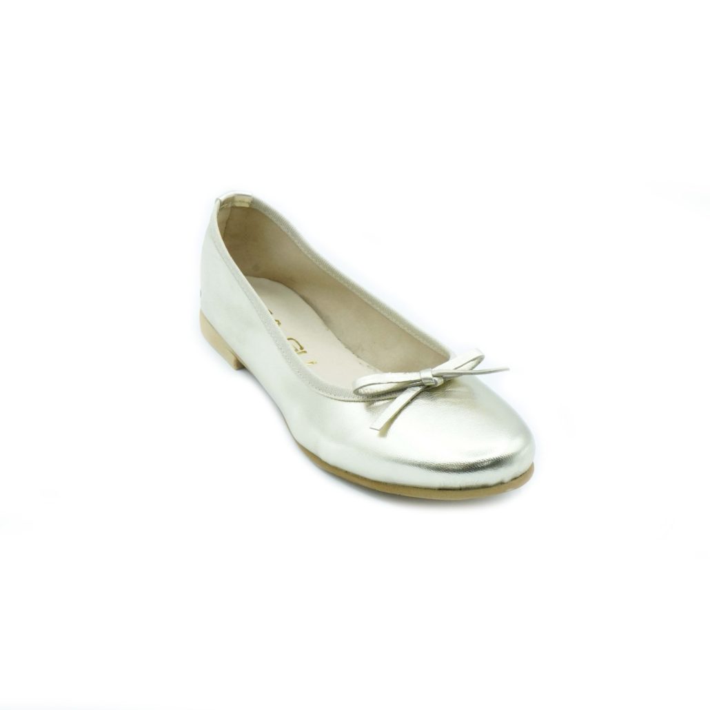 Lea Gu ballerina in nappa laminata, fiocco frontale, tacco 10mm Soddisfazione Garantita