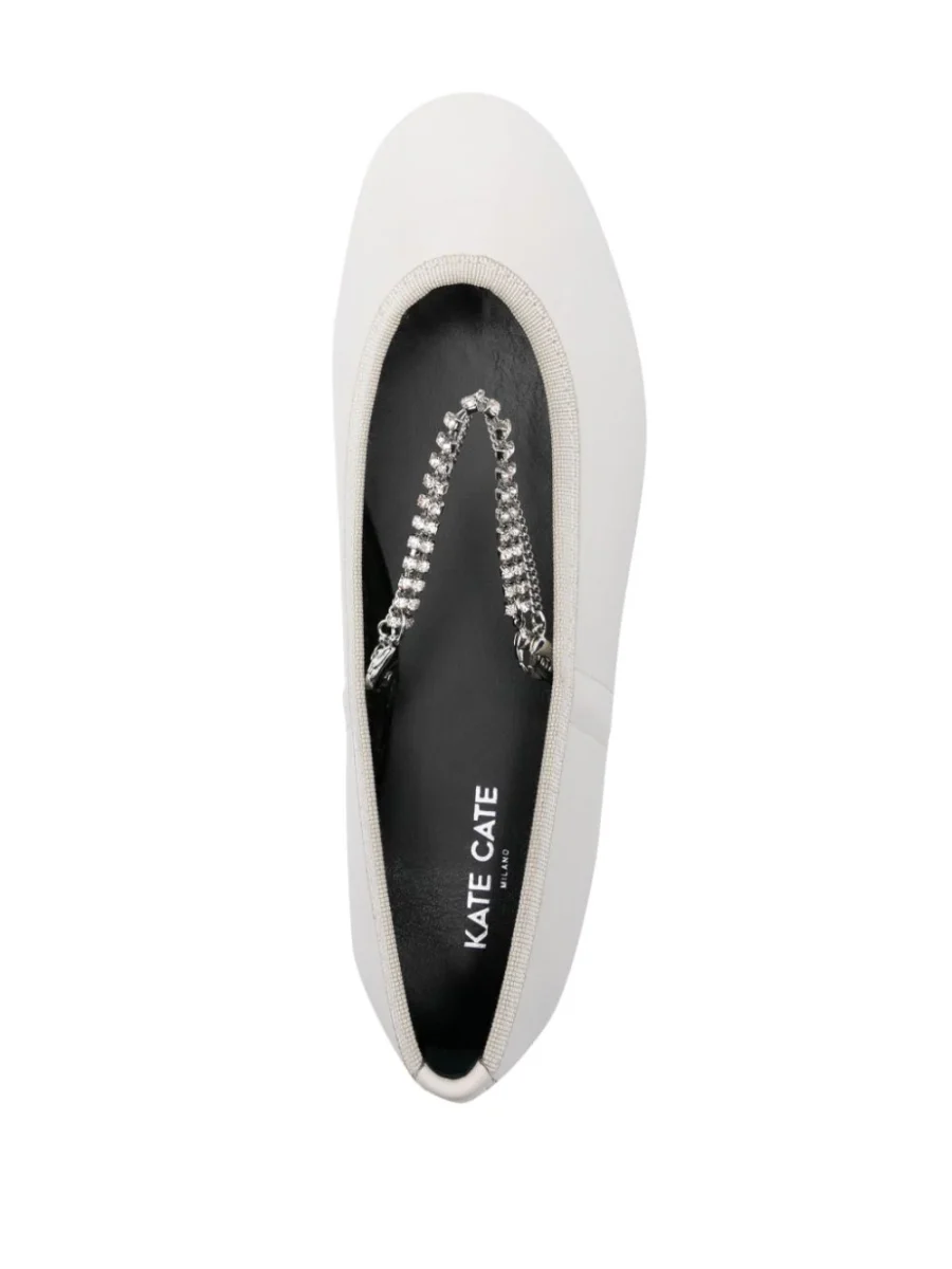 Kate Cate JULIETTE CHAIN IN OFF WHITE CALFSKIN LEATHER Qualità