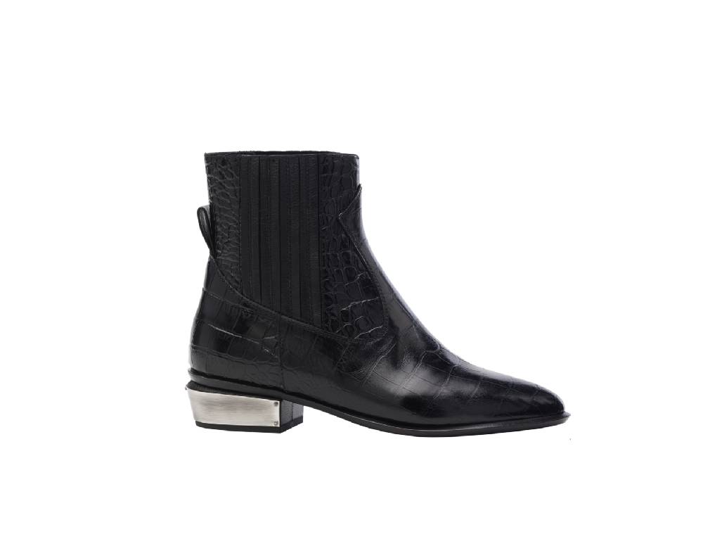 Kate Cate COWBOY KATE BOOTS BLACK CROC EFFECT LEATHER