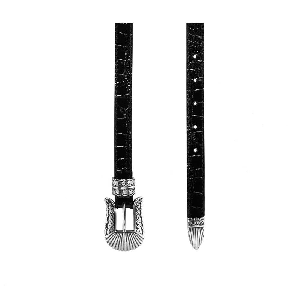 Kate Cate THIN KIM BELT BLACK CROC EFFECT CALFSKIN I Più Venduti