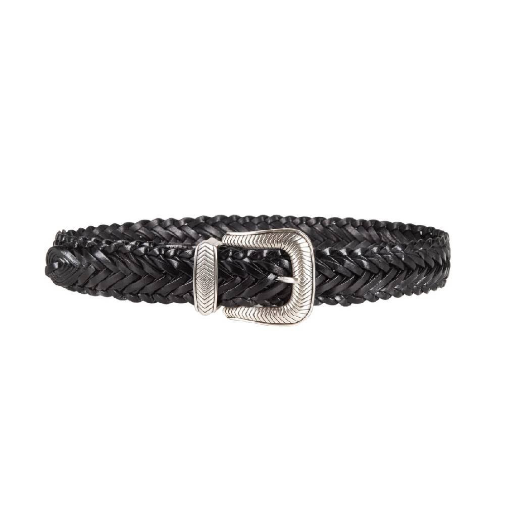 Kate Cate TEX MEX BRAID BELT BLACK LEATHER