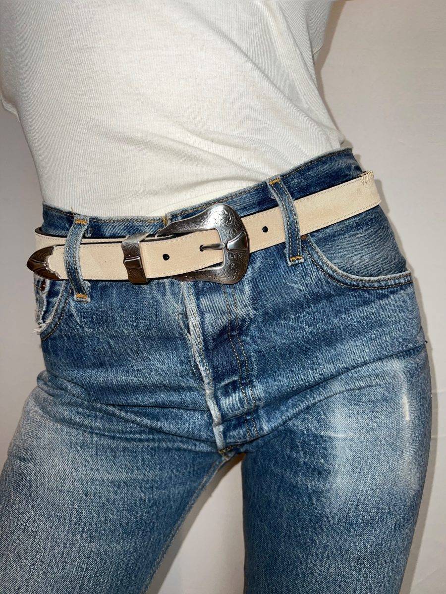 Kate Cate DUTTON BELT IN SAND COLOURED SUEDE Affare Del Giorno