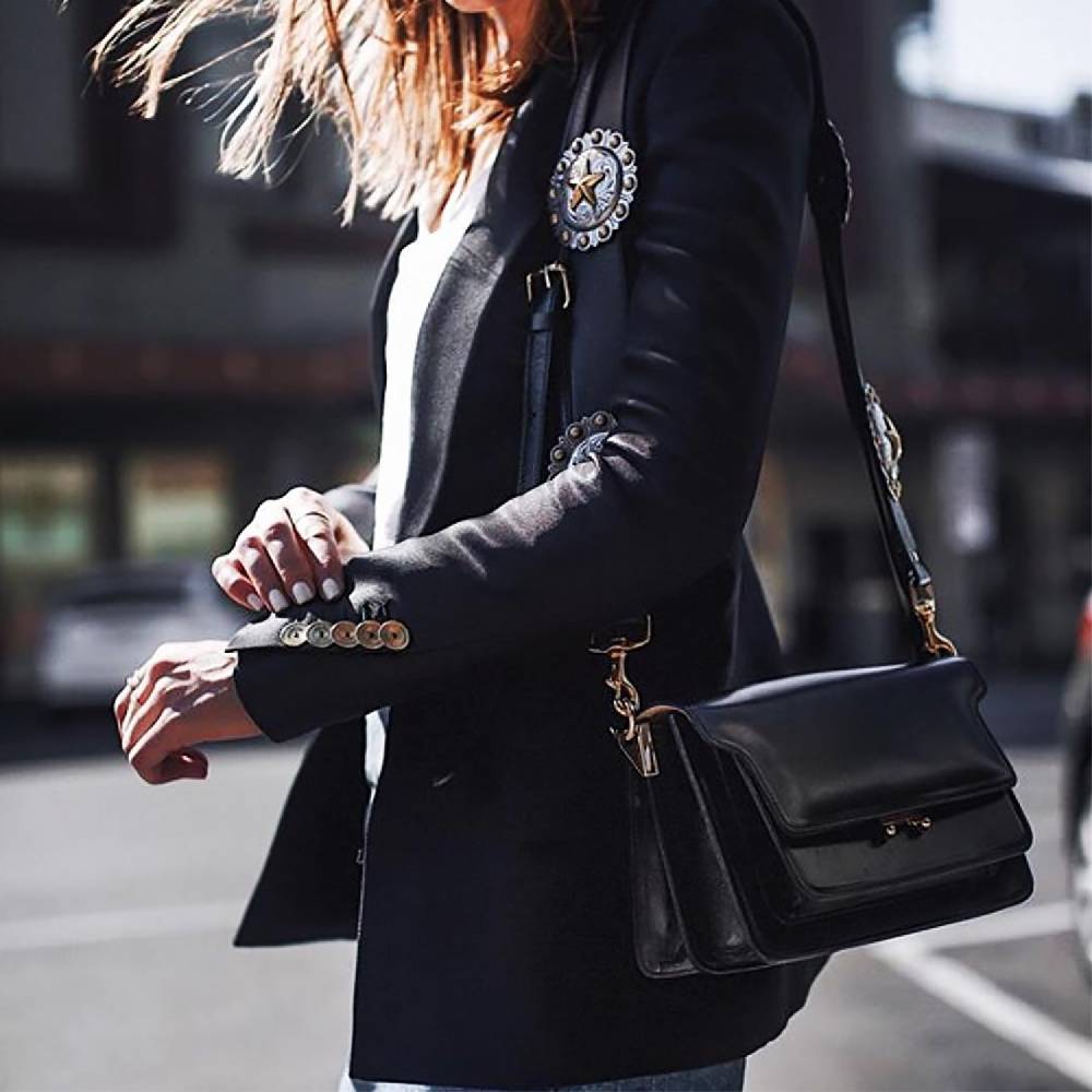Kate Cate REGINA SHOULDER STRAP BLACK NAPPA CALFSKIN Prezzo Ridotto