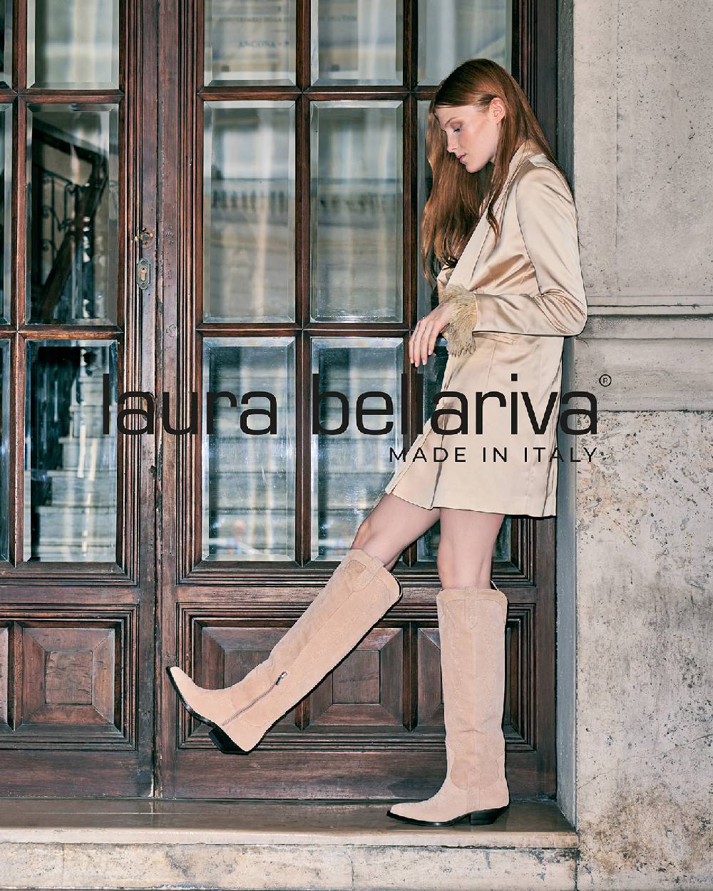 Laura Bellariva Stivale texano camoscio beige Vendite Flash