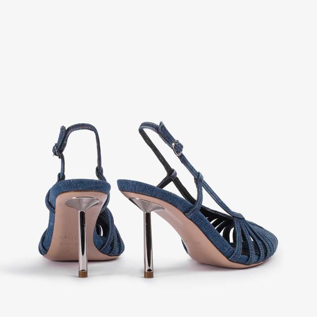 Le Silla Slingback con listini denim blu Moda