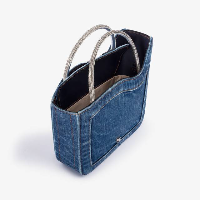 Le Silla Small bag denim blu e Cristalli 2025