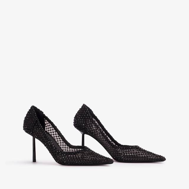 Le Silla Décolleté gioiello rete nera jet Spedizione Gratuita