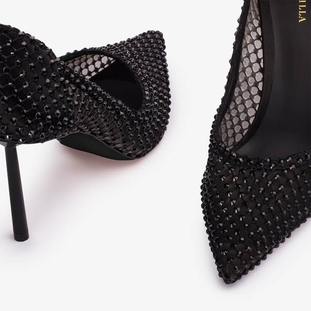 Le Silla Décolleté gioiello rete nera jet Spedizione Gratuita