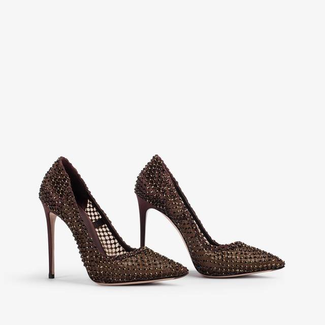 Le Silla Décolleté gioiello rete marrone fondente Consegna Veloce