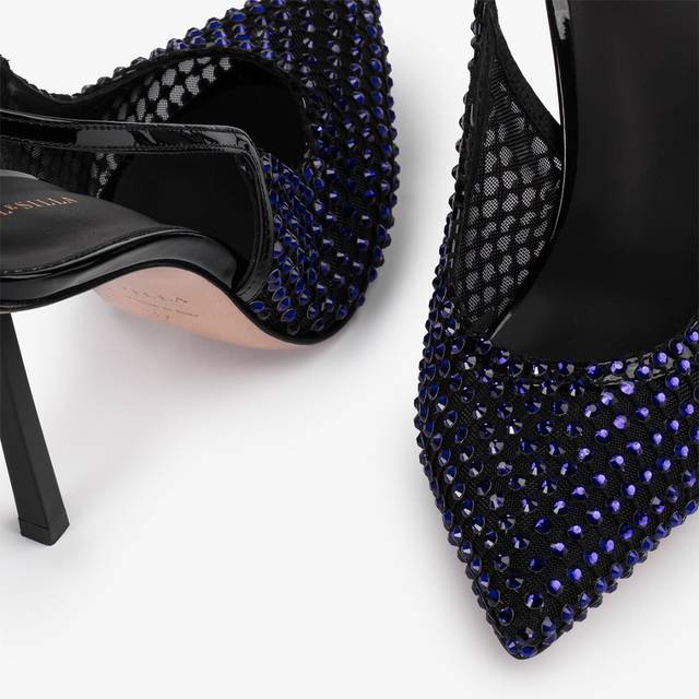 Le Silla Slingback gioiello rete blu midnight e Cristalli Shopping Online