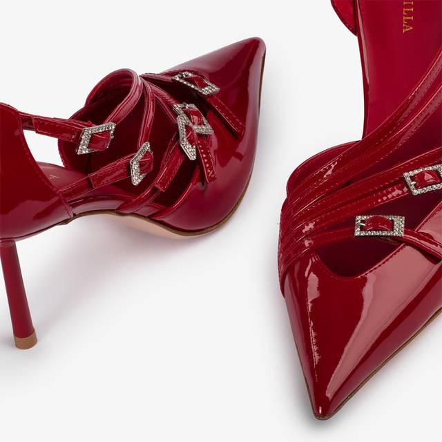 Le Silla Décolleté con listini vernice rossa Prezzo Ridotto