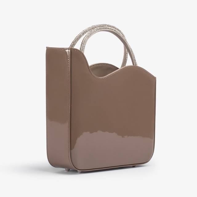 Le Silla Small bag vernice grigia sesamo e Cristalli Presa