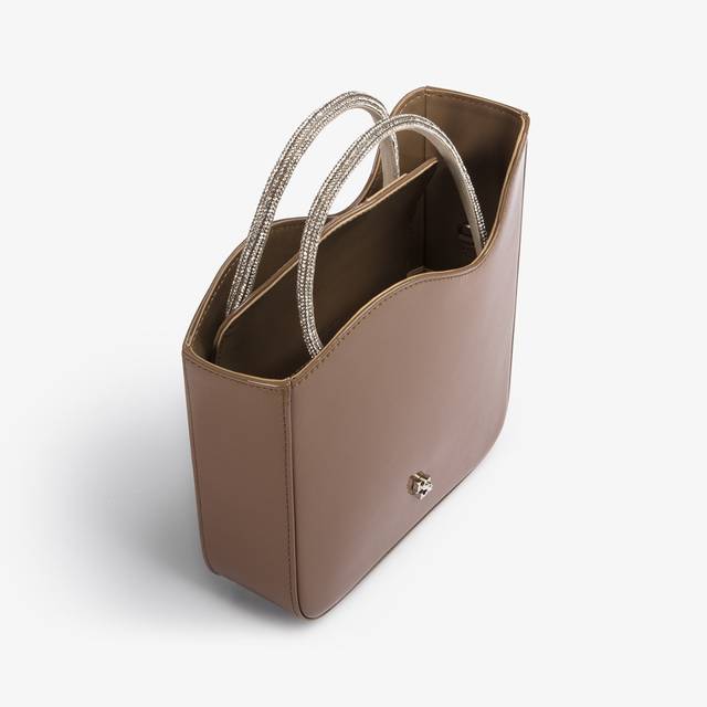 Le Silla Small bag vernice grigia sesamo e Cristalli Presa