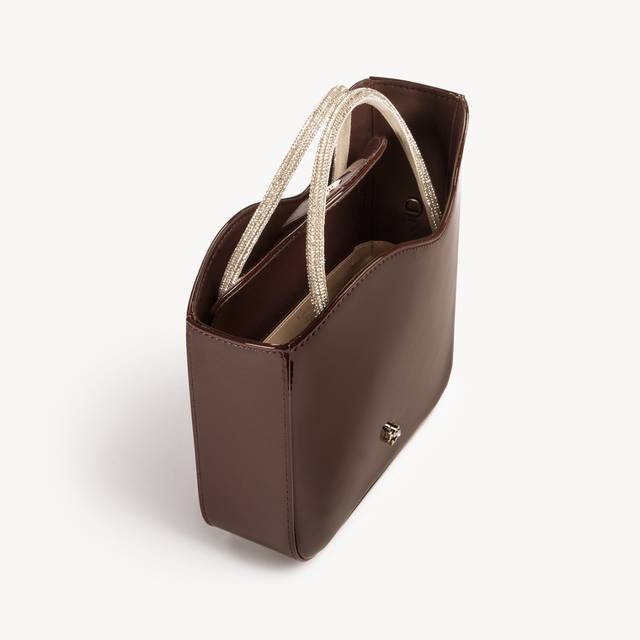 Le Silla Small bag vernice marrone fondente e Cristalli Sconto