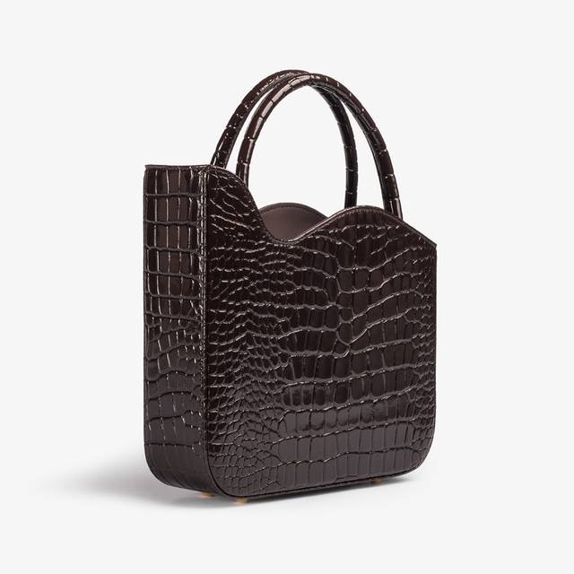 Le Silla Medium bag stampa coccodrillo marrone fondente Offerta