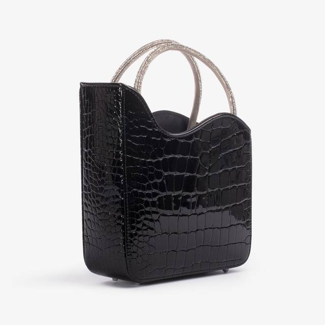 Le Silla Small bag stampa cocco nera con Cristalli Economico