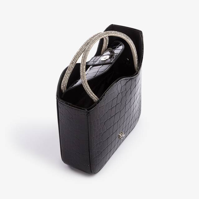 Le Silla Small bag stampa cocco nera con Cristalli Economico