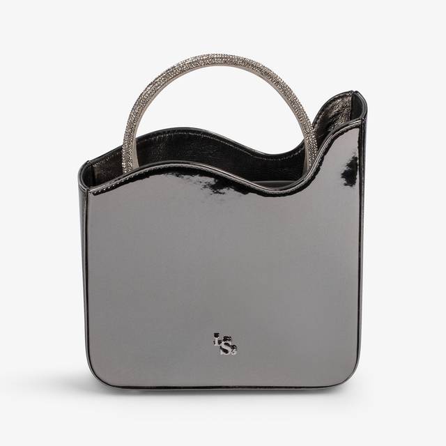 Le Silla Small bag metallizzata peltro e Cristalli In Vendita